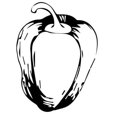 Dolmalık biber. Beyaz arkaplanda tek renkli yalıtılmış sebze vektörü çizimi.