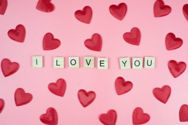 Red hearts and the text 