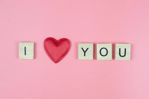 Red Hearts Text Love You Pink Background View — Stockfoto