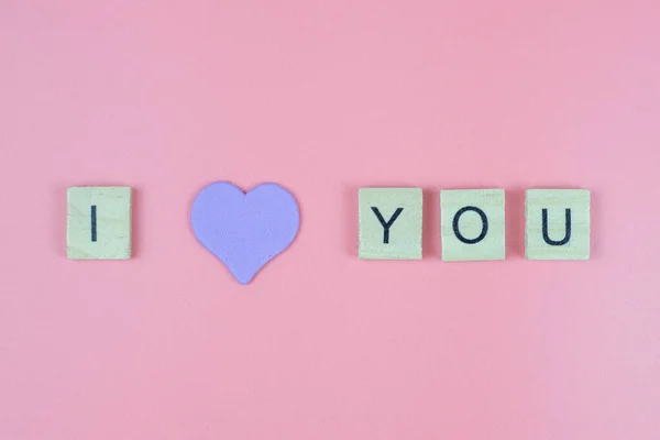 Red Hearts Text Love You Pink Background View — Stockfoto