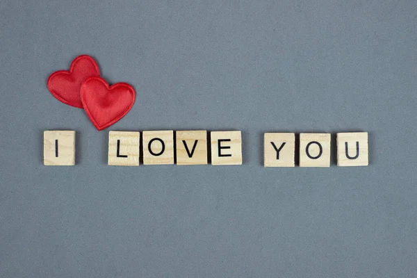 Red Hearts Text Love You Gray Background View Flatley Valentine — Photo