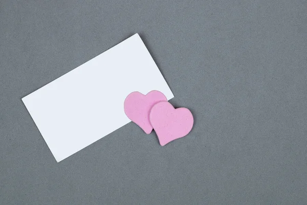 Valentine Background Handmade Hearts Gray Background Valentine Day Card Mockup — Photo