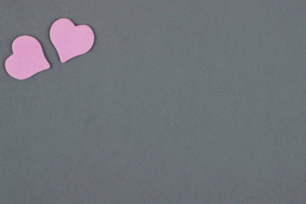 Valentine Background Handmade Hearts Gray Background Valentine Day Card Mockup — стоковое фото