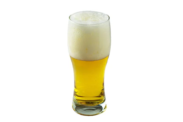 Velká Sklenice Čerstvého Studeného Piva Bílém Pozadí Koncept Dne Svatého — Stock fotografie