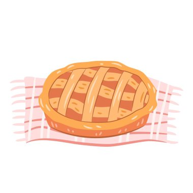 Ev yapımı elmalı turta konsepti. Vektör illüstrasyonu