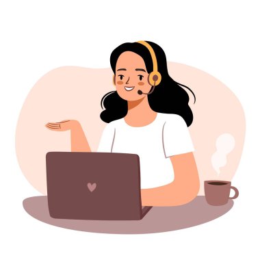 Müşteri temsilcisi konsepti. Müşteri desteğinden kız temsilcisi.