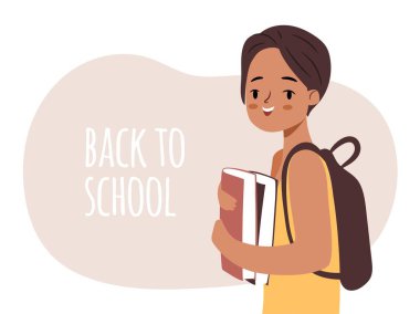 Kitapları beyaza ayrılmış bir kız. Okul konseptine dönelim..