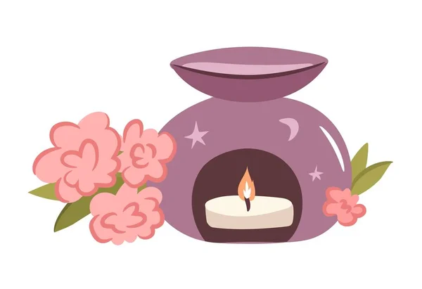 Αρωματικό Κερί Τσαγιού Λουλούδια Ώρα Για Ύγκε Άνετο Χέρι Σχεδιάζεται — Διανυσματικό Αρχείο