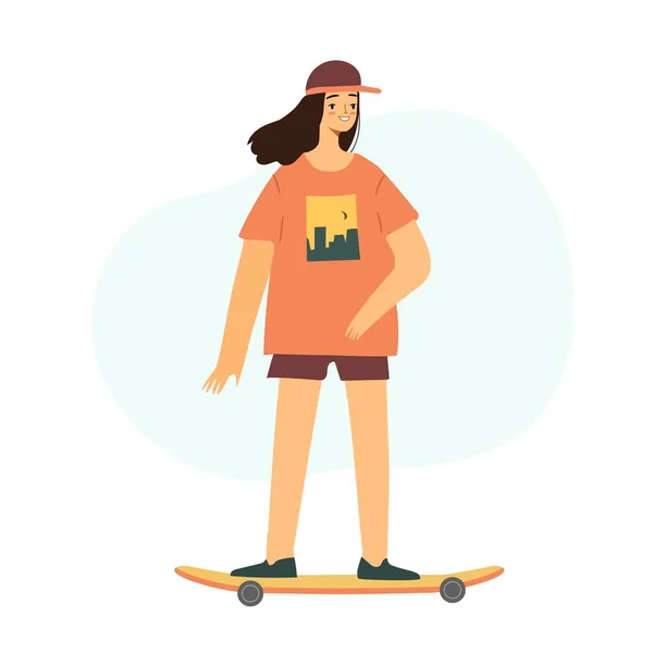 Urban Girl Skateboard Modern Teen Activity — Stockvector