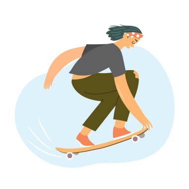 Urban boy on skateboard. Modern teen activity.