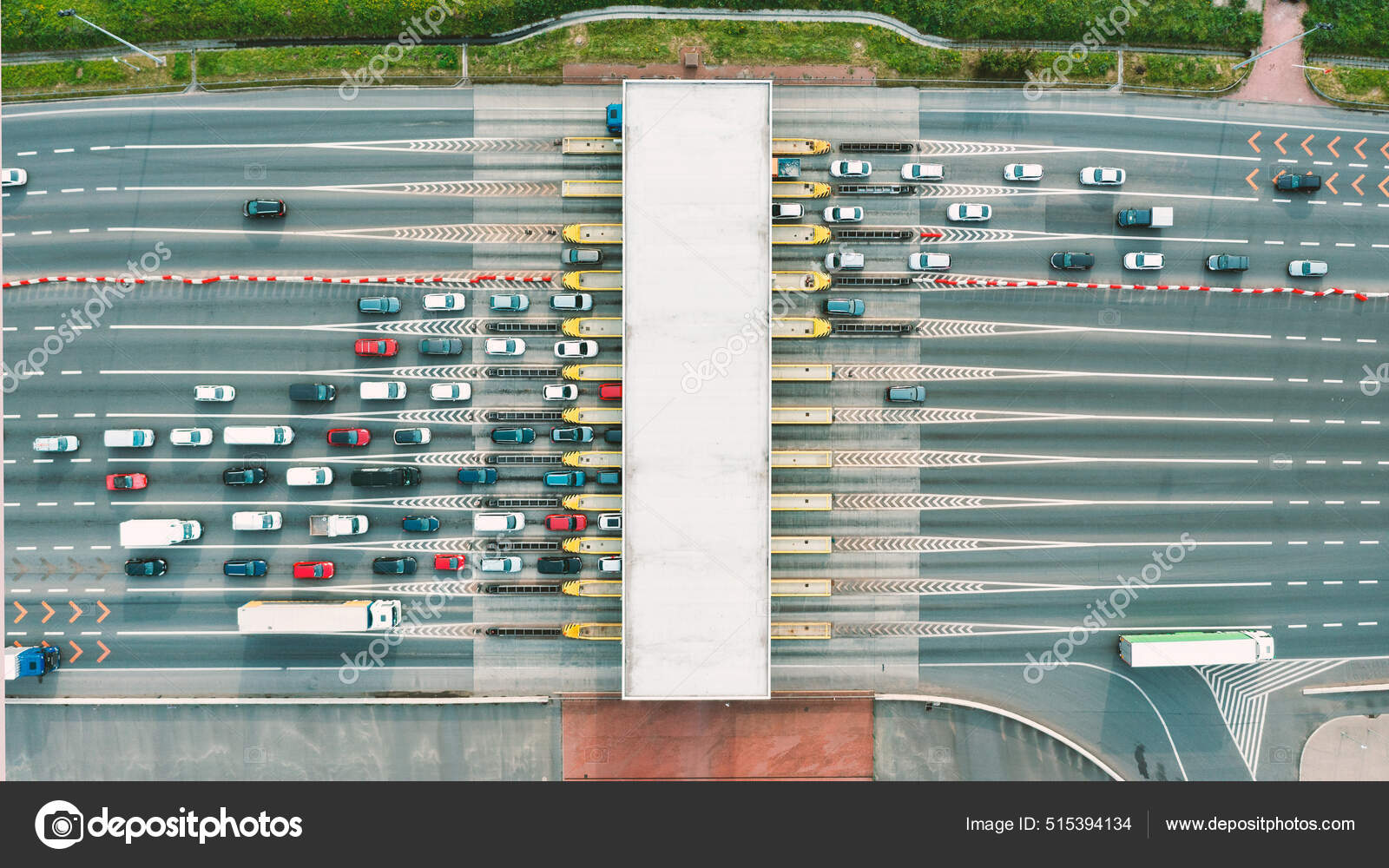 Overhead View Busy Toll Road Many Cars Queuing Pay Highway Stock Photo Overhead View Busy Toll Road Many Cars Queuing Pay Highway Stock Photo