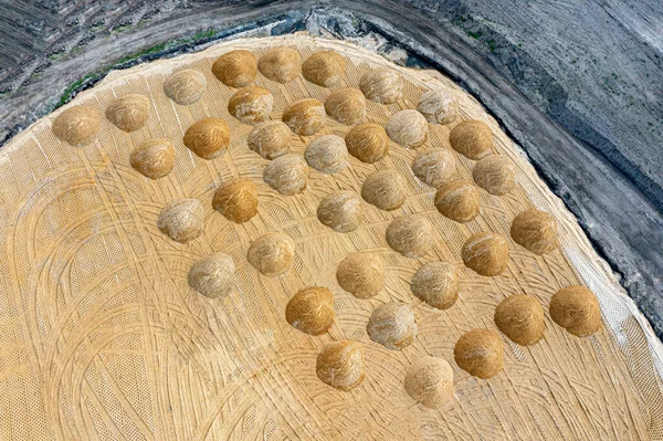 Nivelando Chão Local Construção Vazio Uma Área Residencial Com Uma — Fotografia de Stock