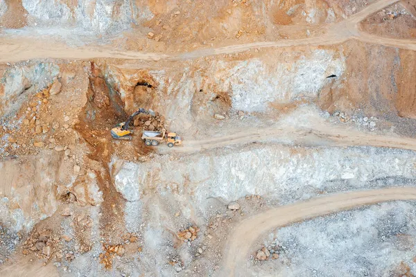 Huge Rocks Granite Quarry Heavy Industry Bird Eye View — Stock Photo, Image