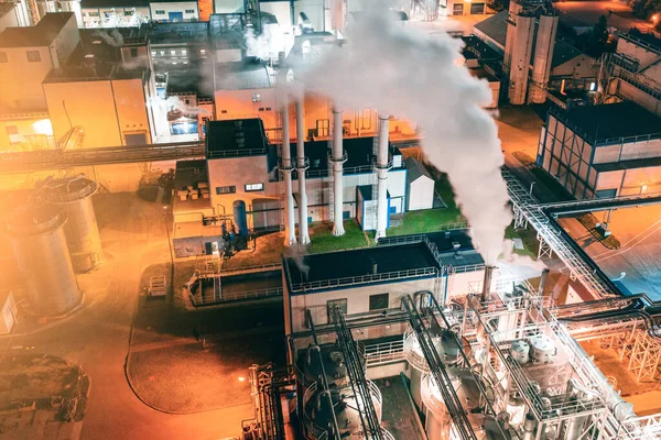 Ölraffinerie Der Nacht Schwerindustrie Luftaufnahmen — Stockfoto