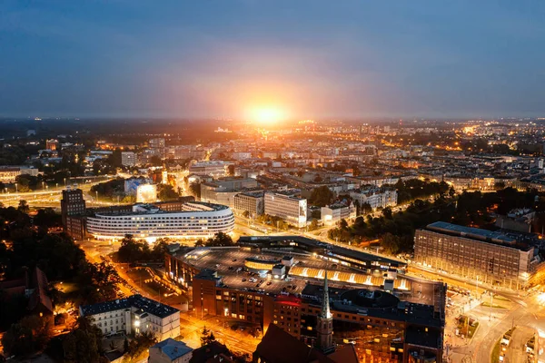Ночная Панорама Старого Европейского Города Вроцлава Сверху Красивый Старый Город — стоковое фото