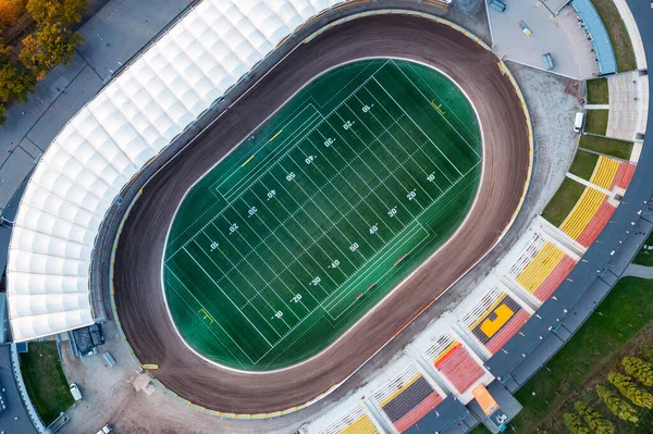 Stade Football Avec Herbe Vert Vif Lignes Blanches Football Américain — Photo