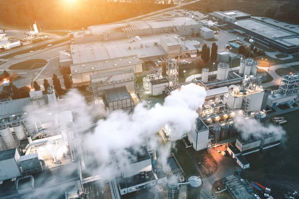 Utsikt Över Storrökare Fabrik Natten Industriområde Staden Wroclaw Polen — Stockfoto