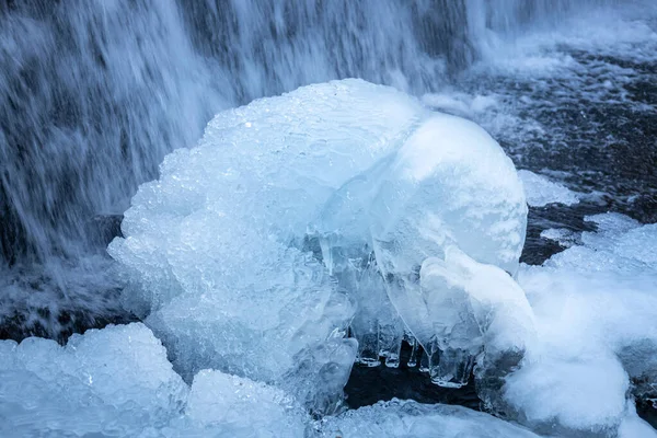 Lastra Ghiaccio Coperta Neve Paesaggio Invernale Sfondo — Foto Stock