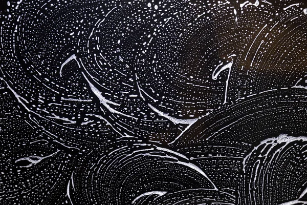 Waterschuim Textuur Zwarte Achtergrond Witte Schuim Textuur Afwasmiddel — Stockfoto