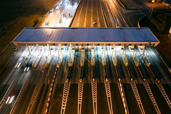 Toll Track Filmed Night Height Using Drone — Stock Photo, Image