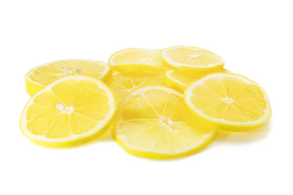 Нарезанный Лимон Белом Изолированном Фоне Фрукты — стоковое фото