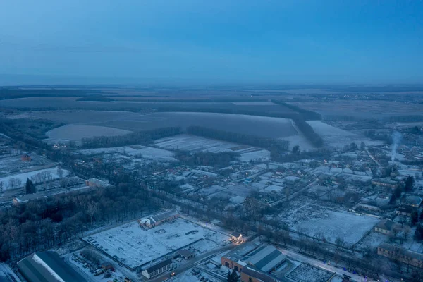 Blick Auf Das Dorf Aus Der Höhe Kleine Privathäuser Die — Stockfoto