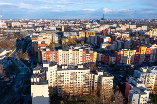 Panoramic Top View Old European Polish City Wroclaw View High — Stock Photo, Image