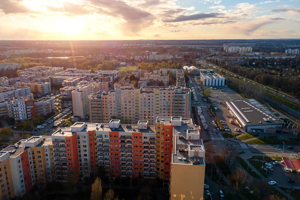 Panoramic Top View Old European Polish City Wroclaw View High — Stock Photo, Image