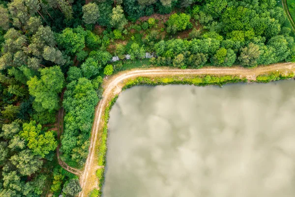 Θέα Από Ύψος Της Λίμνης Και Του Δάσους Καλοκαιρινό Τοπίο — Φωτογραφία Αρχείου