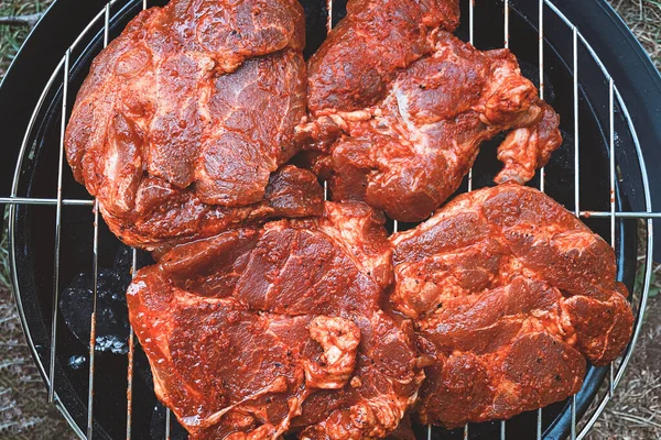 Raw Meat Grill Waiting Cooked — Stock Photo, Image