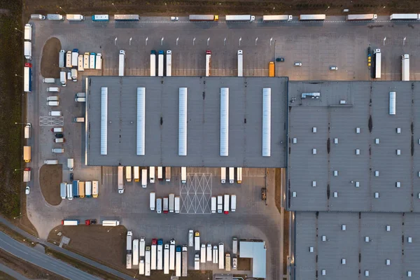 Aerial View Warehouse Goods Logistics Center Industrial Zone City Many —  Fotos de Stock