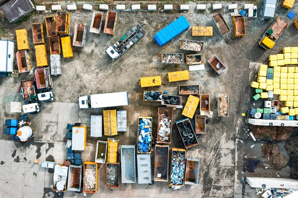 Vista Dall Alto Una Discarica Con Vari Rifiuti Molti Cassonetti — Foto Stock