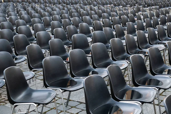 Empty Portable Plastic Chairs Spectators Stand Street — Stock Photo, Image