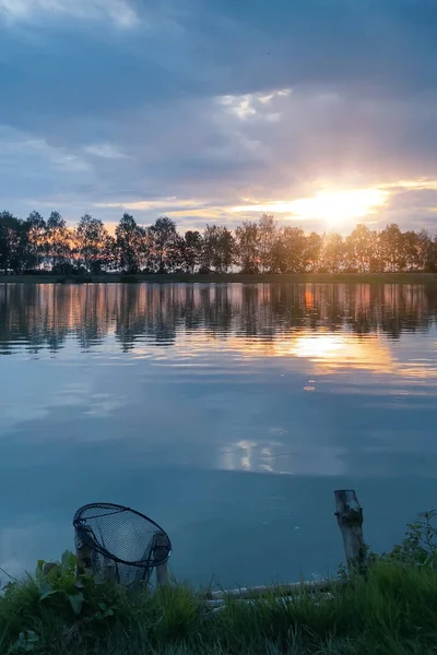 Lake Evening Sunset Fishing — Zdjęcie stockowe