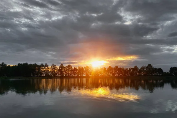 Summer Evening Landscape River Sunset Water — Stockfoto