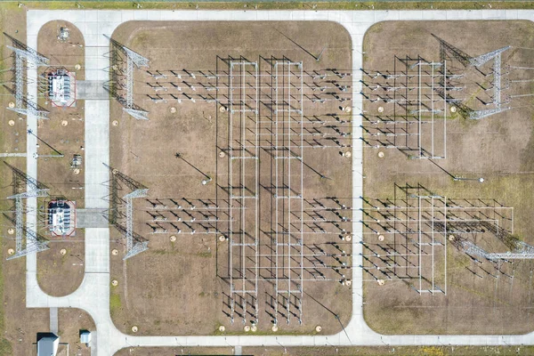 Aerial View High Voltage Distribution Substation Poland — ストック写真