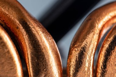 Copper thermal pipes from the computer cooling system, close-up