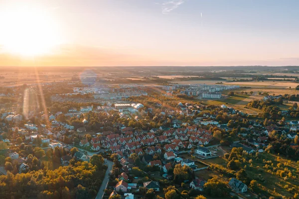 Вид Высоты Городского Пейзажа Закате Панорама Города Вроцлав Польша — стоковое фото