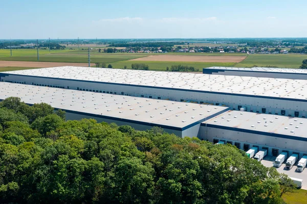 Aerial View Warehouse Goods Online Stores Logistics Center Industrial Zone — Zdjęcie stockowe