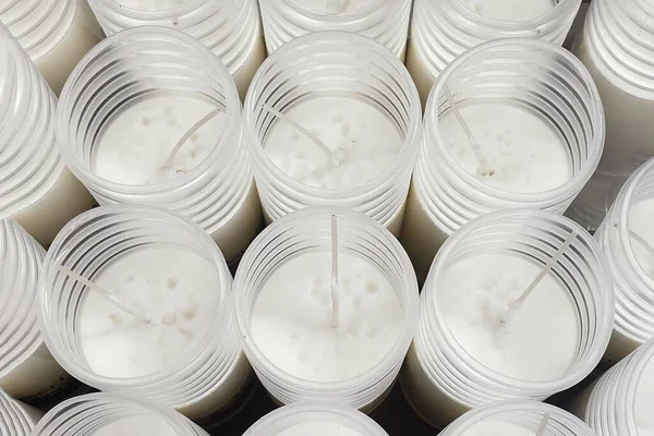 Many White Candles Plastic Cup — Foto de Stock