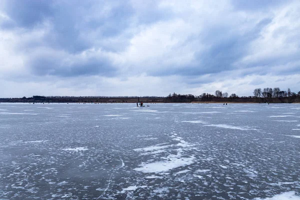 Río Helado Río Cubierto Hielo Las Heladas Paisaje Invernal — Foto de Stock