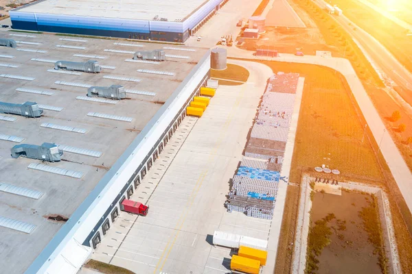 Aerial View Logistics Warehouses Transportation Goods Land Transport —  Fotos de Stock