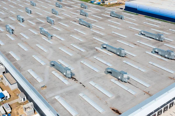 Aerial View Factory Roof Many Ventilation Ducts —  Fotos de Stock