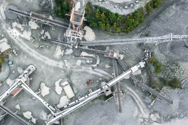 Aerial View Crushing Equipment Stone Crusher Quarry Mining Equipment Processing — Stock Photo, Image