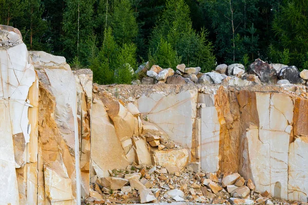 Rocky Landscape Sandy Stone Quarry Trees Rocks — 图库照片