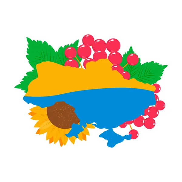 Peta Dan Bendera Ukraine Illustration Bouquet Dengan Poppy Bunga Matahari - Stok Vektor