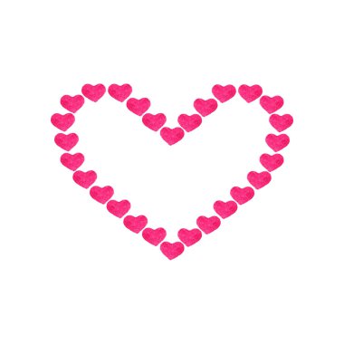 Birçok küçük kırmızı kalpten suluboya çerçeve. El çizimi çizimleri.