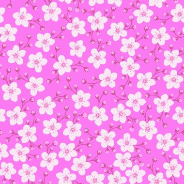 Kiraz çiçeğinin dikişsiz deseni. Kimono desenli. Pembe çiçek deseni. elbise, kimono, kumaş, tekstil, duvar kağıdı vs. için iyi.