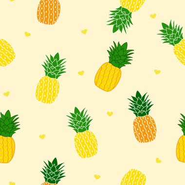 yellow pineapple seamless pattern. pineapple pattern. yellow pineapples.