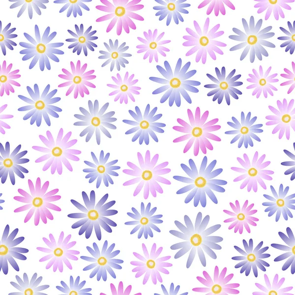 Blau Lila Rosa Gänseblümchen Blumenmuster Ditsy Daisy Blütenmuster Gut Für — Stockvektor